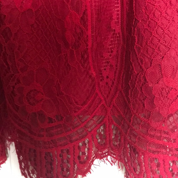 Off-The-Shoulder Red Lace Dress - Picture 3 of 3